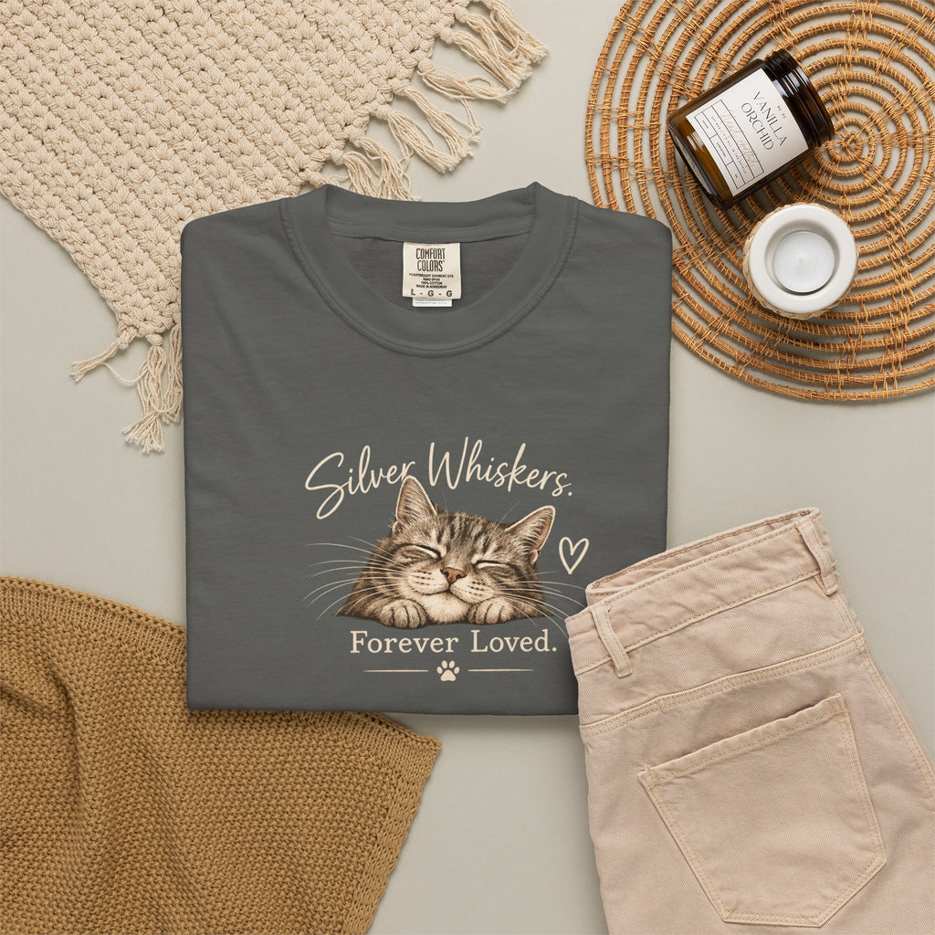 Silver Whiskers. Forever Loved. | Senior Cat Tee