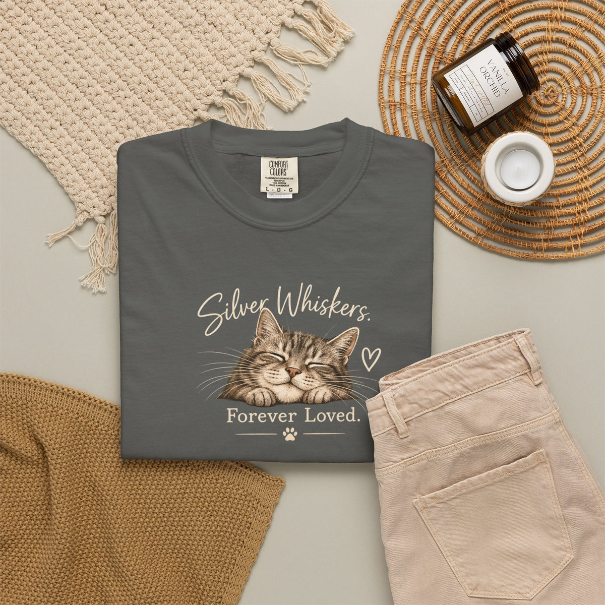 Silver Whiskers. Forever Loved. | Senior Cat Tee
