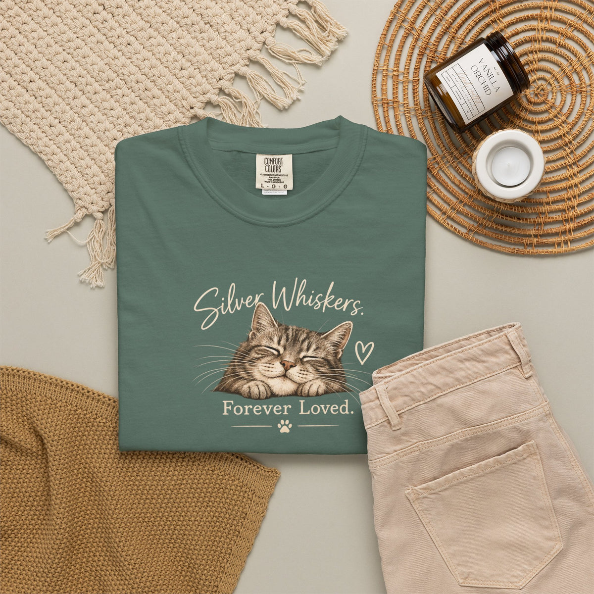 Silver Whiskers. Forever Loved. | Senior Cat Tee