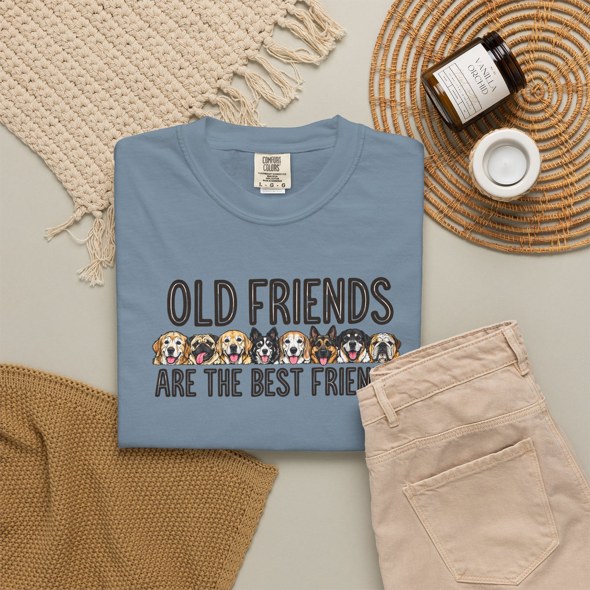 Senior dog tee reading "Old Friends Are the Best Friends", photo 12