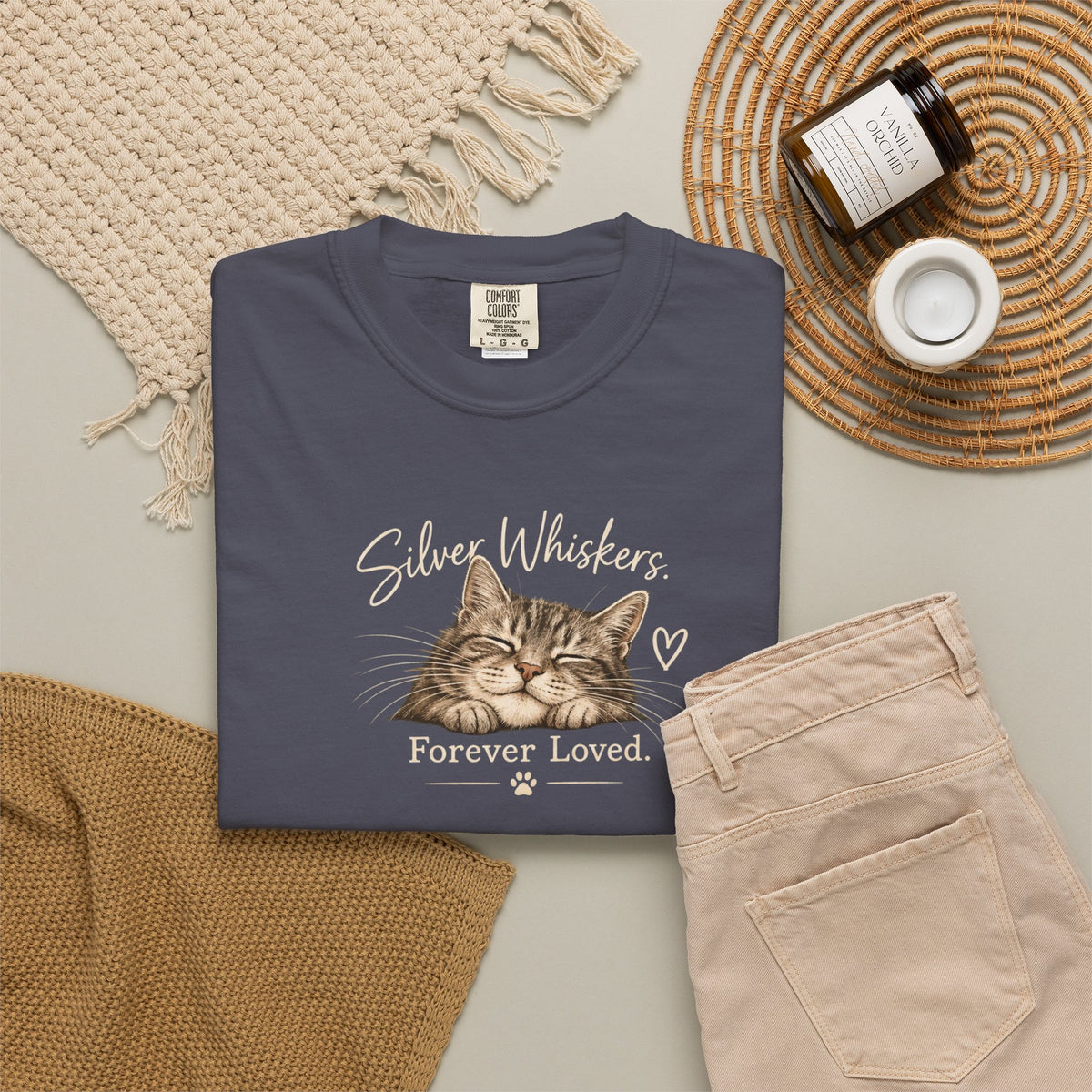 Silver Whiskers. Forever Loved. | Senior Cat Tee