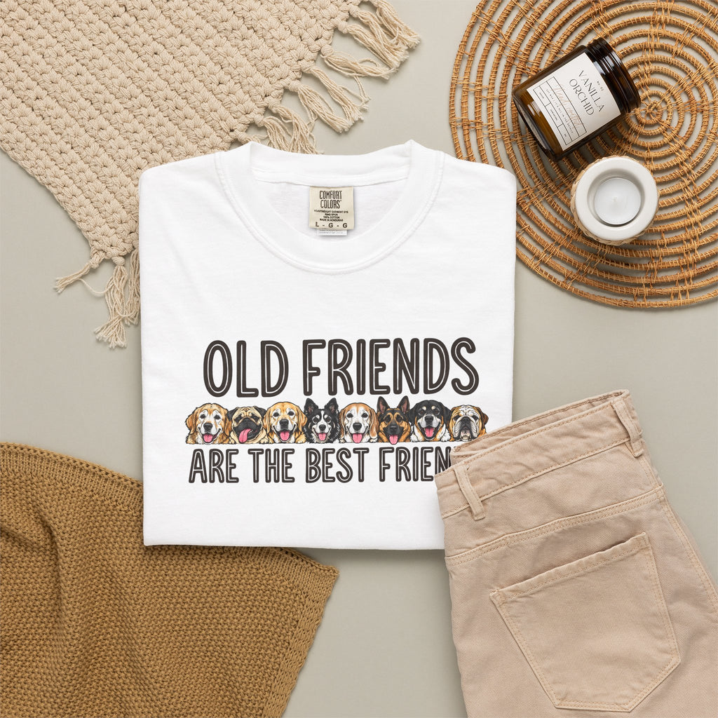 Senior dog tee reading "Old Friends Are the Best Friends", photo 2