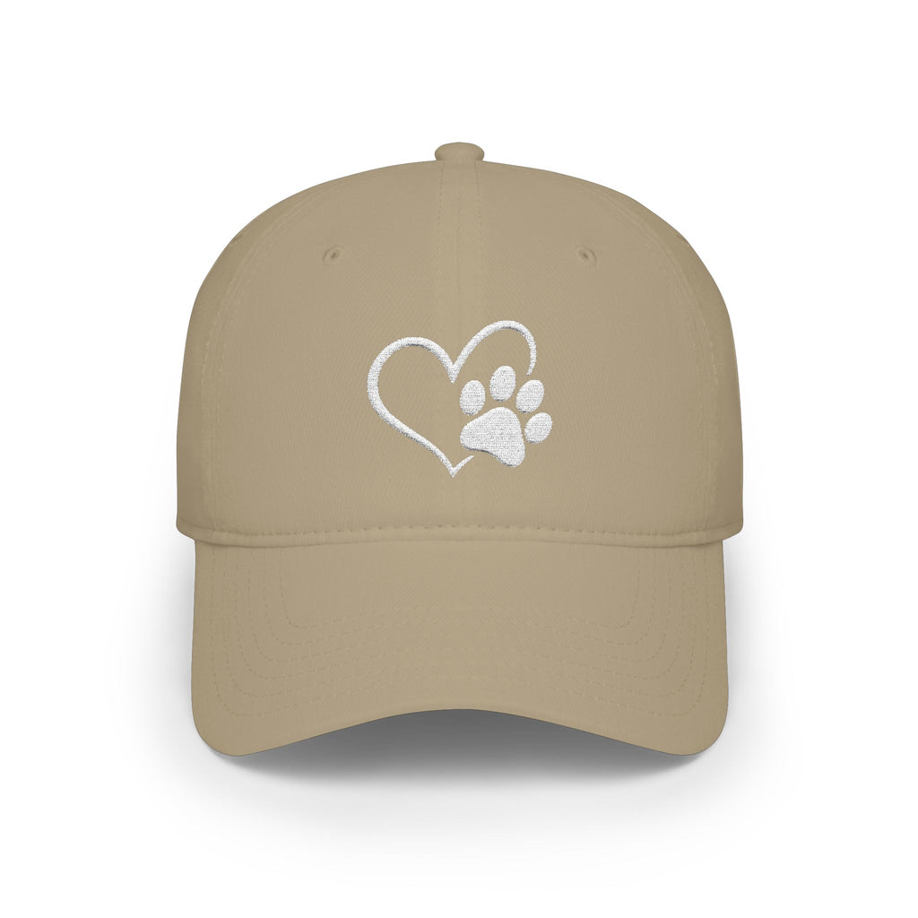 Khaki PawzRFamily baseball cap with heart and paw print design