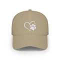 Khaki PawzRFamily baseball cap with heart and paw print design
