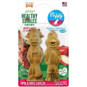 Nylabone Healthy Edibles Farm Friends Puppy Chew Treats Lamb and Apple Large - 2 count